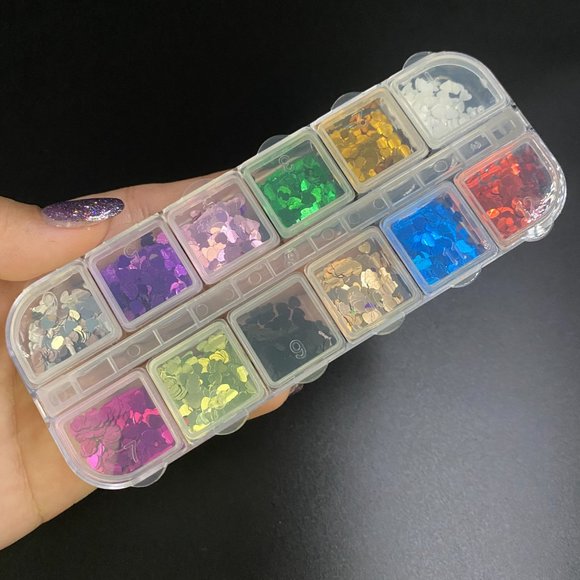 Heart Shape Nail Art Glitter Flakes 3D - Picture 2 of 4